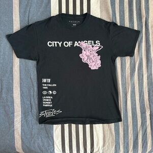 PacSun City Of Angels Black Tee with Pink Graphic